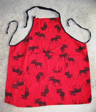 Wild blueberries are not the only iconic Maine images. Moose are big in Maine, not just in size but in state image value. Here’s an apron decorated with the tall antlered creature. Photo by Keith Michaud